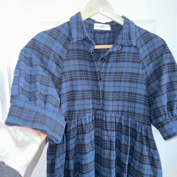 Natural Life Rebecca Midi Flannel Dress S Plaid Country Western Tiered Boho Soft - Picture 7 of 12